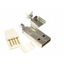 USB A wtyk montowany na przewód, metal