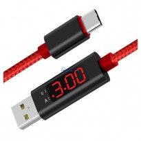 Kabel USB - USB Type C  z amperomierzem i woltomierzem 1m