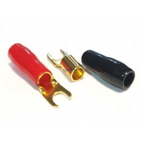 końcówka widełkowa M5 złocona para czerwona i czarna